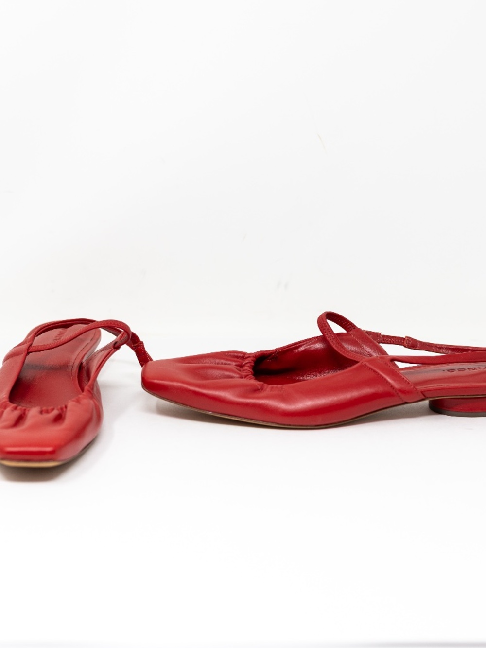 NEW Vince Bernice Genuine Leather Square Toe Slingback Ballet Flats Shoes Red 11